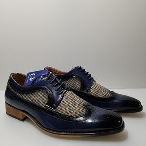 Gino Vitale Men's Wing-Tip Brogue Two-Tone Shoes